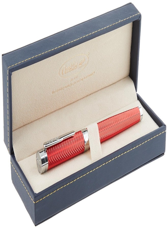 Conklin Herringbone Signature Fountain Pen - Flex JoWo Nib, Red with Chrome Trim, Flexible Engraved Design, Refillable for Expressive Writing, Ideal Gift for Pen Enthusiasts - Image 4