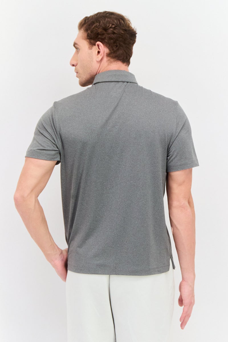 Van Heusen Men Regular Fit Plain Short Sleeves Polo Shirt, Light Grey - Image 3