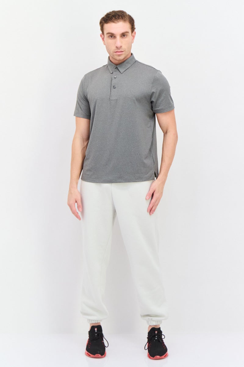 Van Heusen Men Regular Fit Plain Short Sleeves Polo Shirt, Light Grey - Image 4