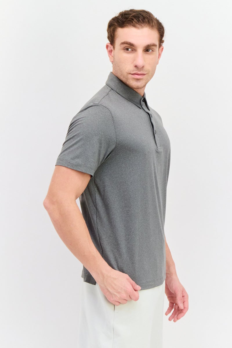 Van Heusen Men Regular Fit Plain Short Sleeves Polo Shirt, Light Grey - Image 2