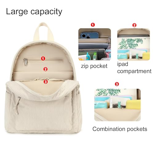LEDAOU Mini Backpack Set Fashion Bookbags with Purse Wallet Cute Backpack Set for Women Teens School Travel Bag (2pcs+wallet, Beige) - Image 3