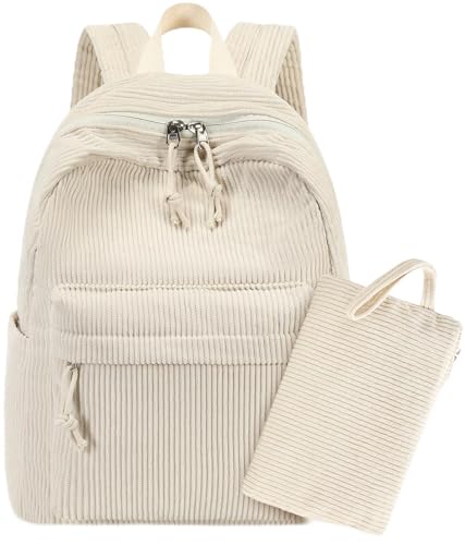 LEDAOU Mini Backpack Set Fashion Bookbags with Purse Wallet Cute Backpack Set for Women Teens School Travel Bag (2pcs+wallet, Beige) - Image 1