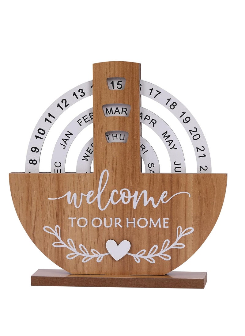 Generic Perpetual Calendar Wooden Blocks Calendar for Home Office Desk Date Week Month Accessories (Observation Wheel Calendar)  - Image 1