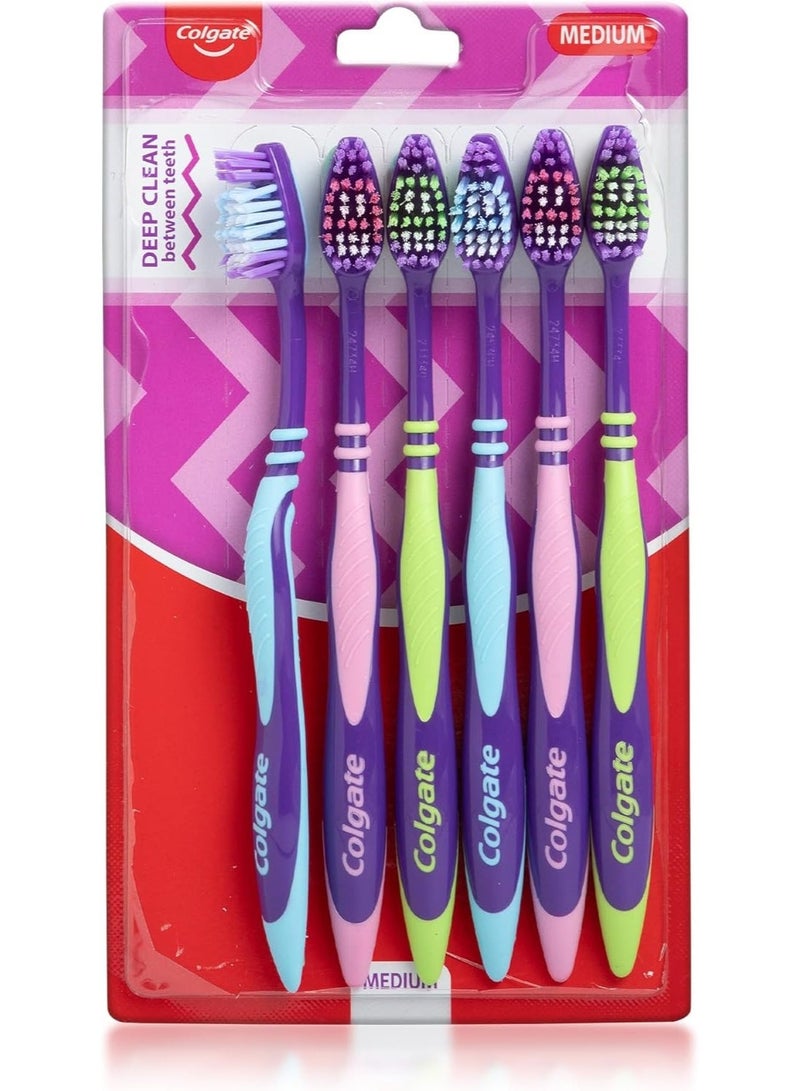 كولجيت فرشاة أسنان كولجيت زيجزاج ديب كلين متوسطة الحجم (عبوة من 6 قطع) - Image 5