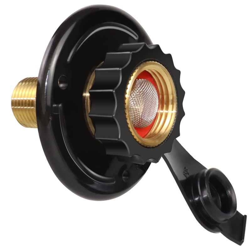ExcelFu RV Water Inlet Replacement City Water Fill Inlet Flange Brass RV City Water Inlet with Check Valve 12 NPT Male City Water Fill Flange City Water Hookup for Camper Trailer Marine MotorhomeBlack - Image 3