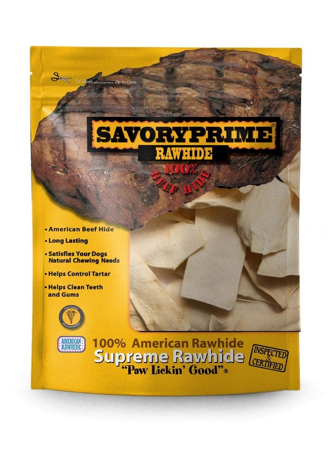 Savory Prime 459 Rawhide Chips Natural 2"x6" Bag Dog Treats, 1lb - Image 1