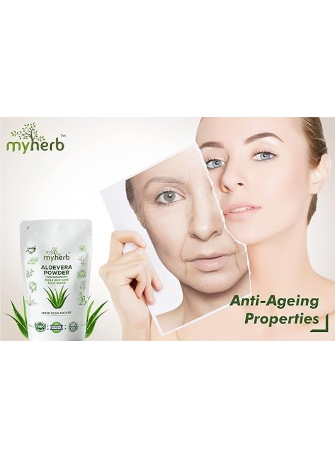 MYHERB 100% Pure Natural Organic Aloevera Powder (Aaloe Barbadensis) || 227 Gm/0.5 Lbs || Natural Skin Moisturizer || Eco Friendly || For Face, Skin,Hair Care & Food Grade -For Man And Women - Image 3
