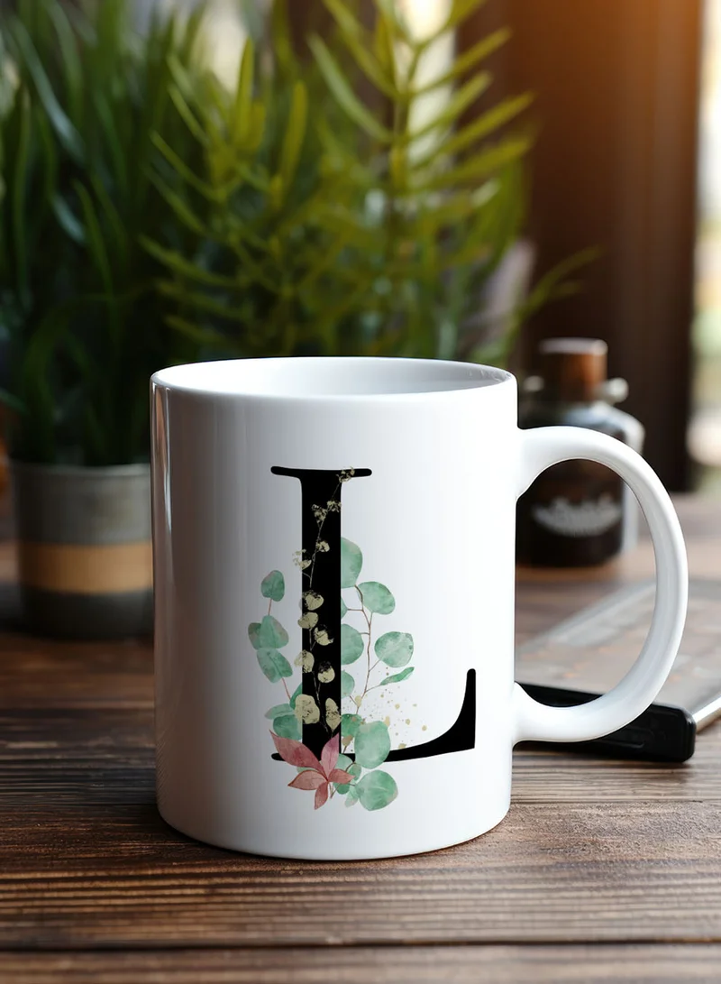 LOWHA 11 oz Ceramic Mug with Letter L Design on Both Sides