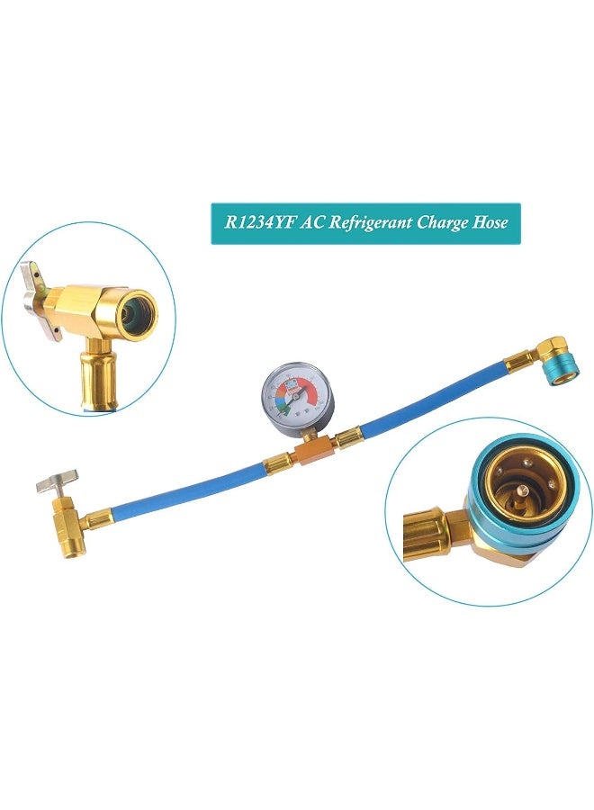 Ketofa R1234YF Refrigerant Charge Hose Kit, R-1234YF AC refrigerant Can Hose with Gauge, 1/2 LH Can Opener Tap And R1234YF Low Side Adapter - Image 4