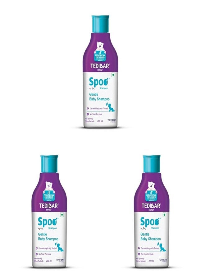 Spoo No-Tear Formula baby shampoo 200ml from Tedibar Family | Gentle on Scalp | No. No. 1 Pediatrician Prescribed Anti Seborrheic Shampoo* - By Torrent Pharma (Pack of 3) - Image 1