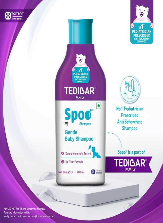 Spoo No-Tear Formula baby shampoo 200ml from Tedibar Family | Gentle on Scalp | No. No. 1 Pediatrician Prescribed Anti Seborrheic Shampoo* - By Torrent Pharma (Pack of 3) - Image 4