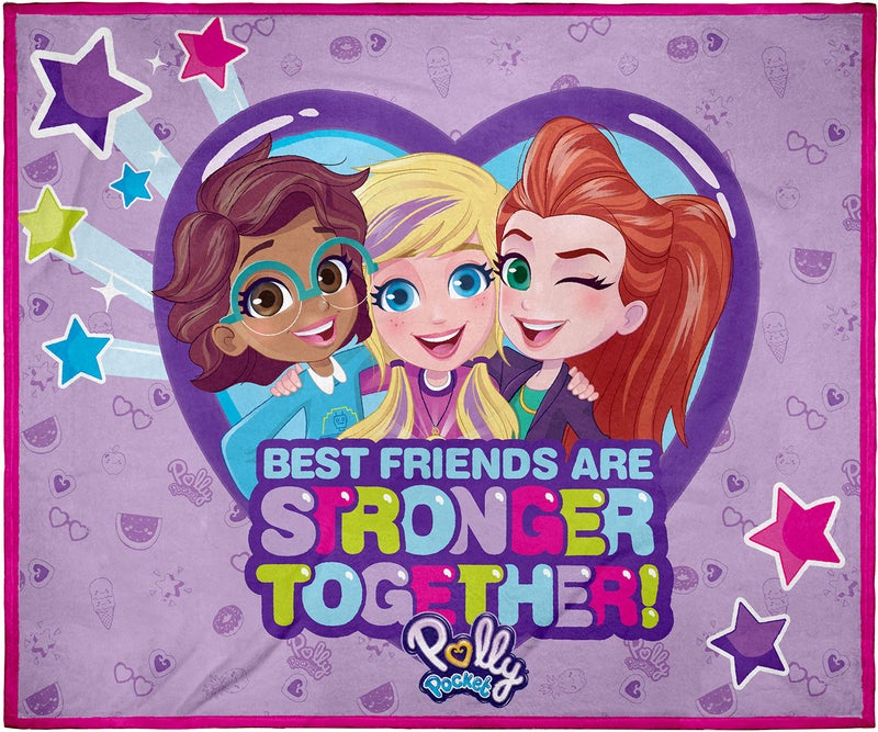 INTIMO Polly Pocket Toys Best Friends Super Soft and Cuddly Plush Fleece Throw Blanket 50 x 60 127cm x152cm