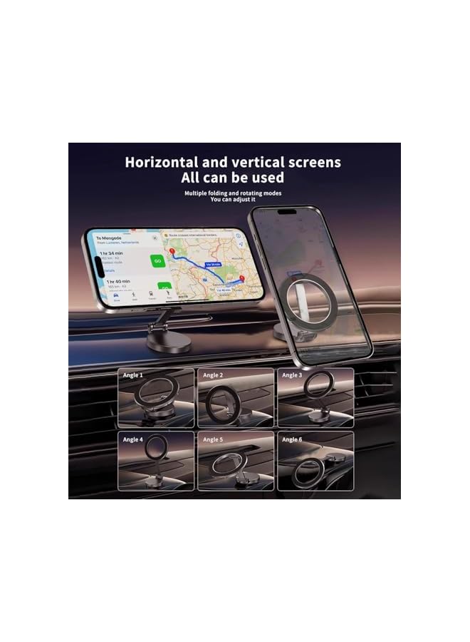 Green Tiger Magnetic Phone Holder: Car Mount Folding & 360° Rotation Magnetic Phone Holder for Car Strong Magnets iPhone Car Mount Hands Phone Holders for Your Car Dash Fits iPhone 16 15 14 13 Pro Max (Black) - Image 2
