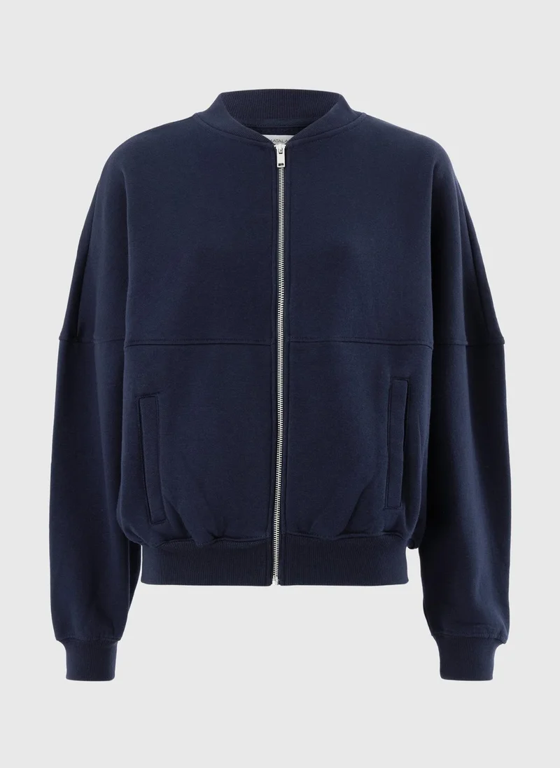 Matalan Navy Navy Collar Seam Zip Up Sweatshirt for Women | Best Price UAE
