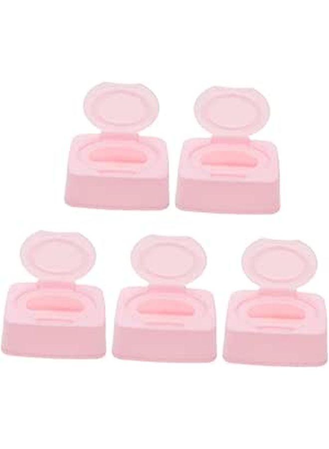 5pcs Wet Tissue Organizer Box Travel Wipe Holder Portable Storage Container Pink - Image 1
