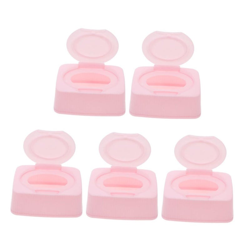 5pcs Wet Tissue Organizer Box Travel Wipe Holder Portable Storage Container Pink - Image 2