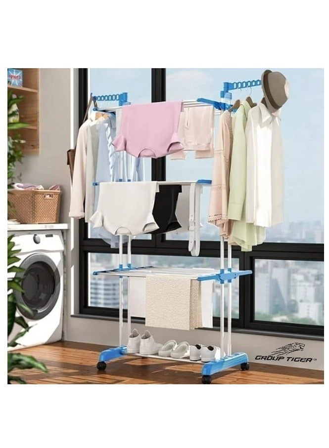 3-Layers Stainless Steel Laundry Rack - Clothes Hanger 170x126x64cm - Image 1