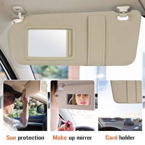AEagle Sun Visor with Light for Toyota Camry 2007-2011 with Sunroof, Left Driver Side Beige Sunvisor Replace 74320-06800-B0 - Image 4