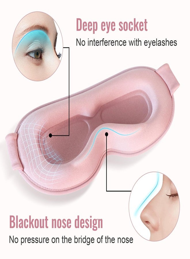 QUWOLACE Sleep Mask,Upgraded 3D Deep Contoured Eye Mask for Sleeping,No Pressure Eye Covers 99% Block Out Light Eye Mask with Adjustable Elastic Strap for Sleeping, Yoga, Traveling (1pc,Pink - Image 4
