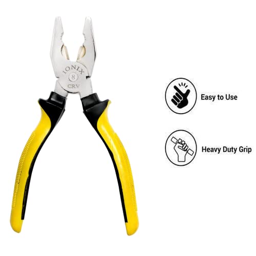 IONIX كماشة IONIX، كماشة قطع، كماشة مدمجة، كماشة أنف طويلة 8''، كماشة أنف طويلة من الصلب المتين، أدوات كماشة، أدوات، أدوات بلاستيك، كماشات منزلية حمراء، قطعة واحدة - Image 2