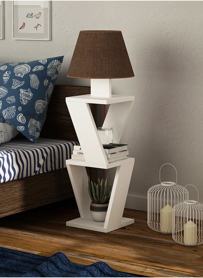 Mourah Home Kozena Side Floor Lamp - White/Brown  -2 Years Warranty  - Image 1