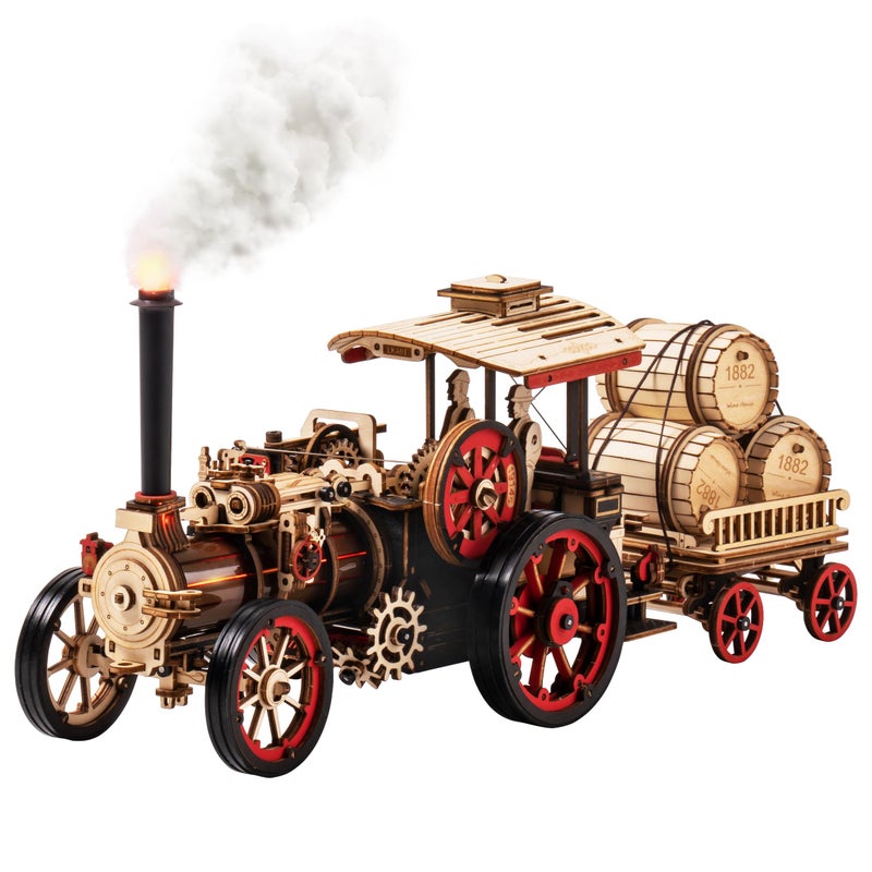 rowood 3D Puzzles for Adults,Steam Engine Model Kit,1:28 Scale Mechanical Steam Locomotive Wooden Puzzle,469PCS,Assembly Time 6H, Awesome Gifts for Adults&Teens - Image 1