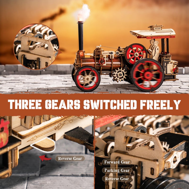 rowood 3D Puzzles for Adults,Steam Engine Model Kit,1:28 Scale Mechanical Steam Locomotive Wooden Puzzle,469PCS,Assembly Time 6H, Awesome Gifts for Adults&Teens - Image 3