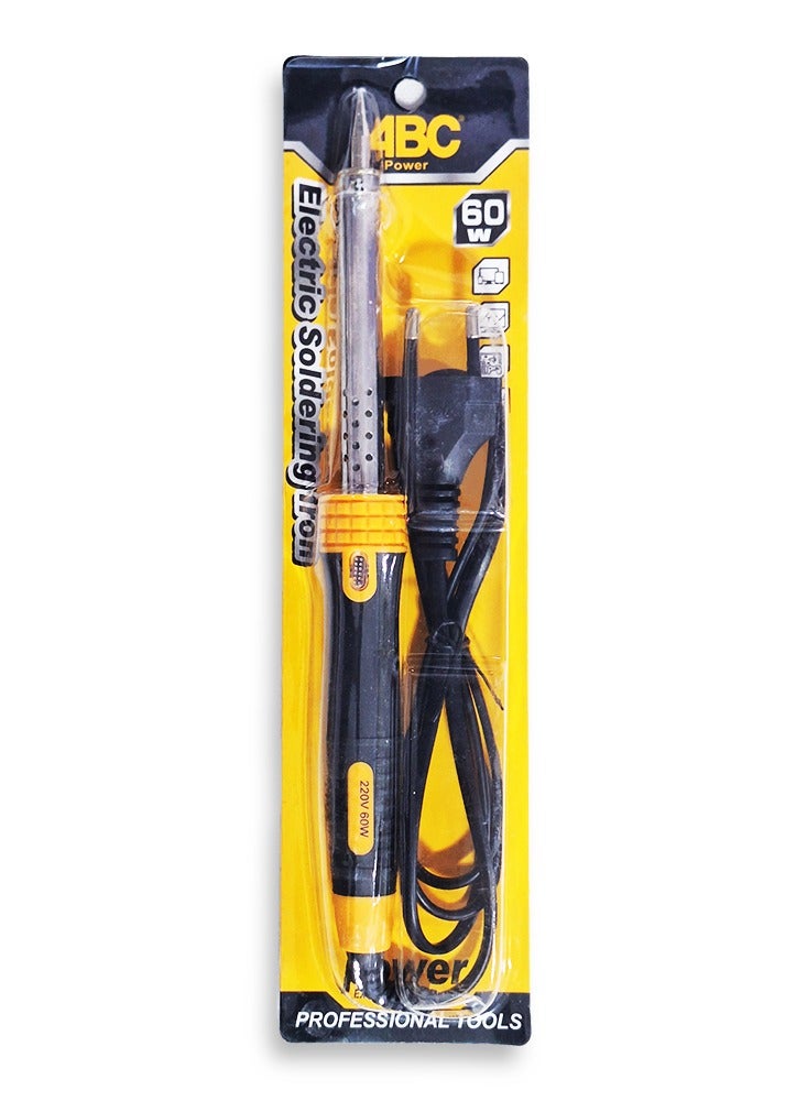 اي بي سي مكواة لحام كهربائية 60 وات، لإصلاح الأجهزة الإلكترونية والمنزلية، وأسلاك اللحام والدوائر الإلكترونية الدقيقة، رأس دقيق مثالي للمناطق الصغيرة والمعقدة، مقبض مريح مقاوم للحرارة لسهولة الإمساك والاستخدام - Image 1