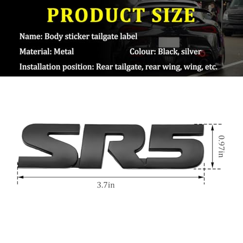 Wevdn 2PCS SR5 Metal Emblem, Premium 3D Classic SR5 Nameplate Logo Engine Badge Sticker, Universal SR5 Letters Metal Decal for Vehicle Side Fender Trunk Tailgate, Car Accessories (Black) - Image 2