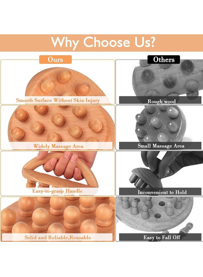 general Wood Massage Tool for Body Contouring and Massage, Wooden Gua Sha Tool with 14 Massage Beads for Waist, Hips, Thighs, Arms and Abdomen - Image 3