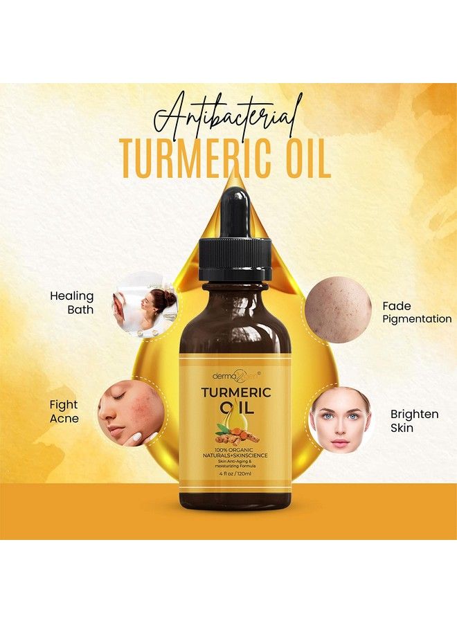 dermaxgen Turmeric Oil + Organic Moisturizer & Reduce Acne Clear Skin Tone Hydrate Dull & Dry Skin Anti Aging Skin Care Glow Oil For Face Neck & Eye 04 Fl Oz/120 Ml - Image 3