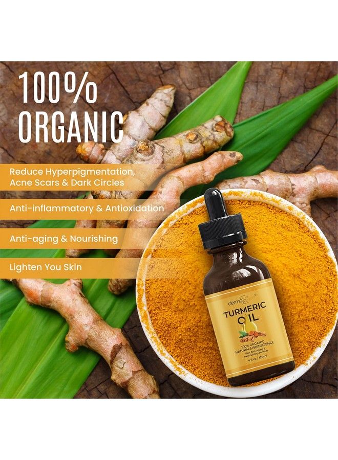 dermaxgen Turmeric Oil + Organic Moisturizer & Reduce Acne Clear Skin Tone Hydrate Dull & Dry Skin Anti Aging Skin Care Glow Oil For Face Neck & Eye 04 Fl Oz/120 Ml - Image 4