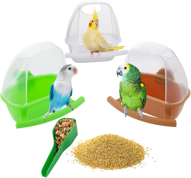 DQITJ 3 Pcs Small Bird Slot Feeder No Mess Cage Hanging Feeder Cup Plastic Food Feeding Box for Parakeet Budgies Cockatiel Lovebird Small Birds - Image 1