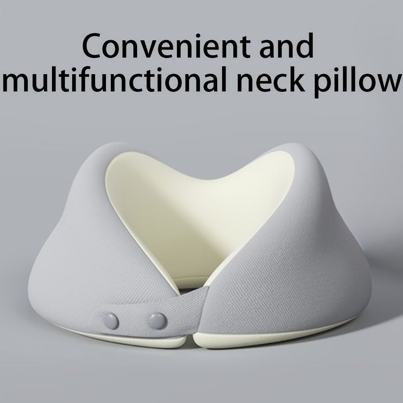 Grey Travel Neck Pillow Set with Sleep Mask and Earplugs Removable Cover - Image 1