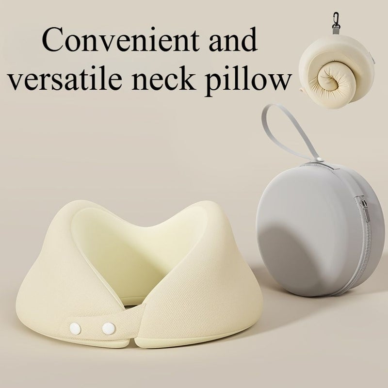 Grey Travel Neck Pillow Set with Sleep Mask and Earplugs Removable Cover - Image 2