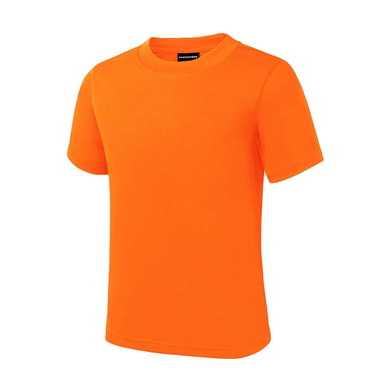 Dreammonkey 4T to Youth Neon Shirt Kids Rash Guard UPF 50+ Dry Fit Athletic Short Sleeve T Shirts for Boys and Girls (Neon Orange S) - Image 3