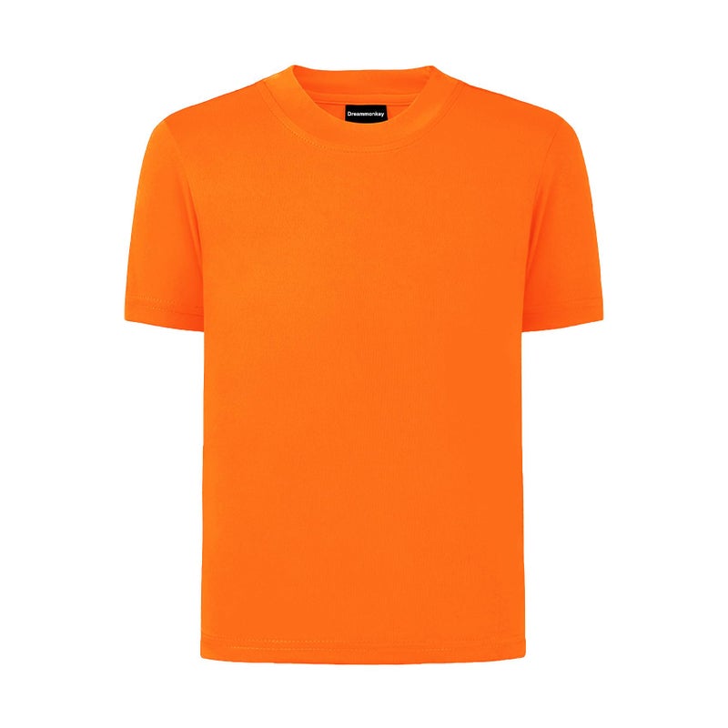 Dreammonkey 4T to Youth Neon Shirt Kids Rash Guard UPF 50+ Dry Fit Athletic Short Sleeve T Shirts for Boys and Girls (Neon Orange S) - Image 1