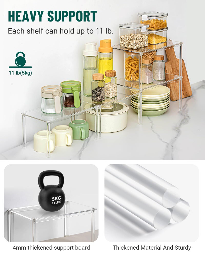 Bobomoment Acrylic Cabinet Organizer, Set of 4 Spice Rack Organizer for Cabinet, Desk Countertop Shelf Organizer, Pantry Kitchen Storage and Organization, Stackable Shelves House Essentials for Gift - Image 5
