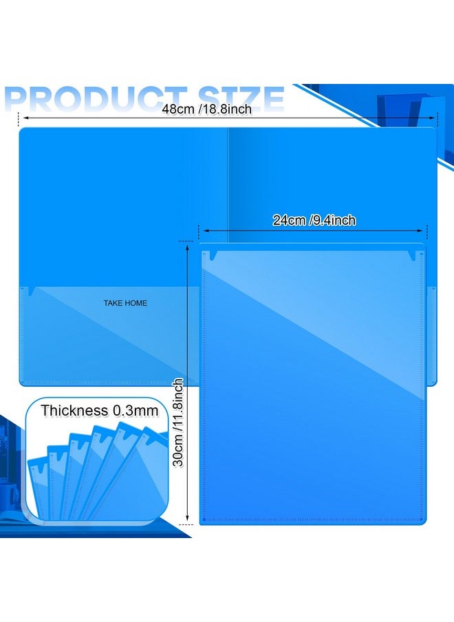 Henoyso - 24 Pcs School To Home Folders Take Home Heavy Duty Folders 2 Pocket Folder Homework Folders For Students Parent Teacher Communication Folders(Blue) - Image 1