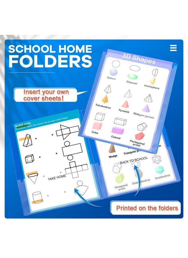 Henoyso - 24 Pcs School To Home Folders Take Home Heavy Duty Folders 2 Pocket Folder Homework Folders For Students Parent Teacher Communication Folders(Blue) - Image 1