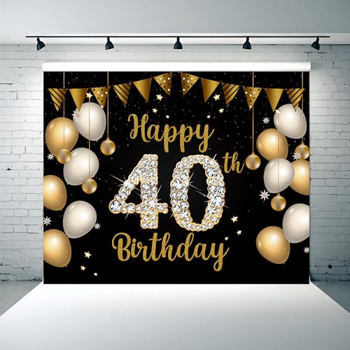 Party Baazaar 40th Birthday Theme Backdrop | Backdrop for Birthday Decoration | Happy Birthday Banner for Kids (Pack of 1, Multicolor, Size: 5x4 Feet) - Image 1