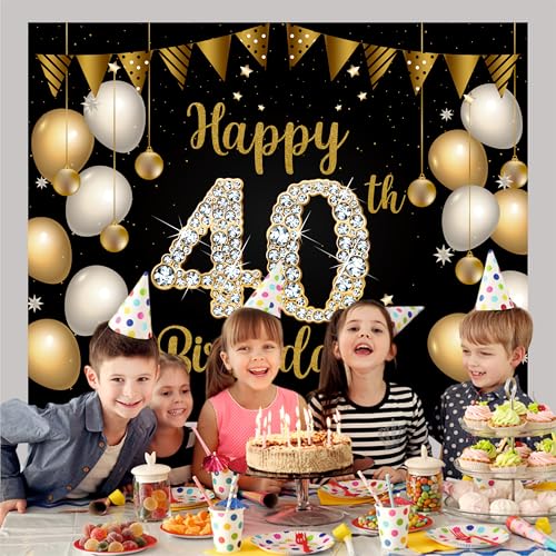 Party Baazaar 40th Birthday Theme Backdrop | Backdrop for Birthday Decoration | Happy Birthday Banner for Kids (Pack of 1, Multicolor, Size: 5x4 Feet) - Image 3