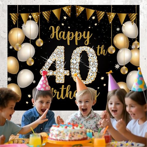 Party Baazaar 40th Birthday Theme Backdrop | Backdrop for Birthday Decoration | Happy Birthday Banner for Kids (Pack of 1, Multicolor, Size: 5x4 Feet) - Image 4