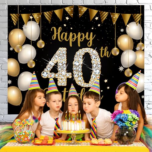 Party Baazaar 40th Birthday Theme Backdrop | Backdrop for Birthday Decoration | Happy Birthday Banner for Kids (Pack of 1, Multicolor, Size: 5x4 Feet) - Image 5