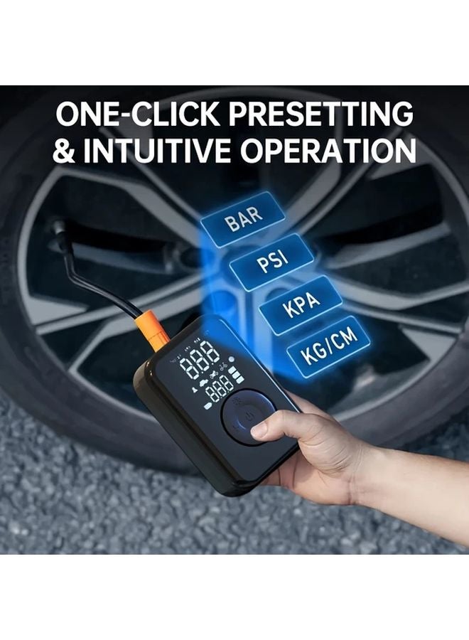 Portable High Power Wireless Air Compressor Black For Car Bike Motorcycle Tire Inflation - Image 2