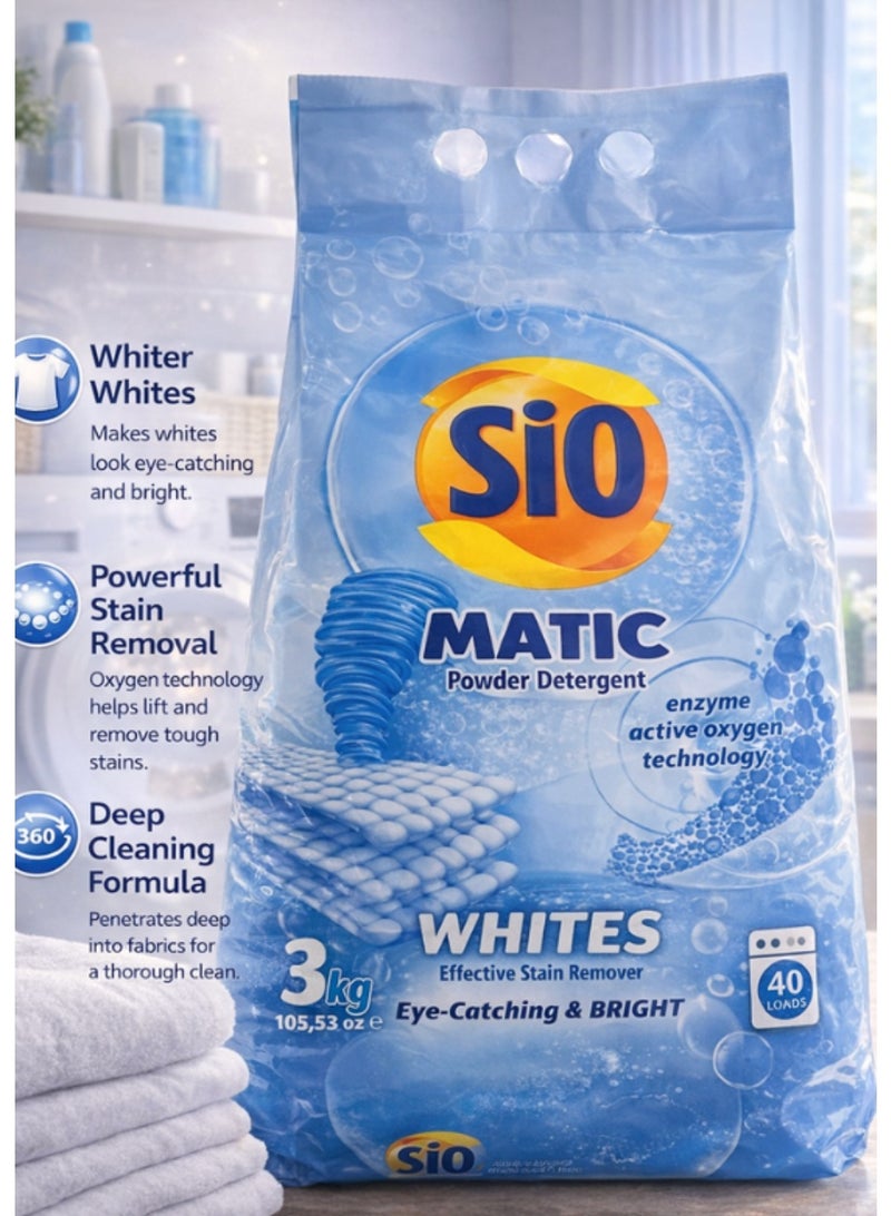 SIO Powder Detergent Matic – White 3 kg | Effective Cleaning & Brightness - Image 2