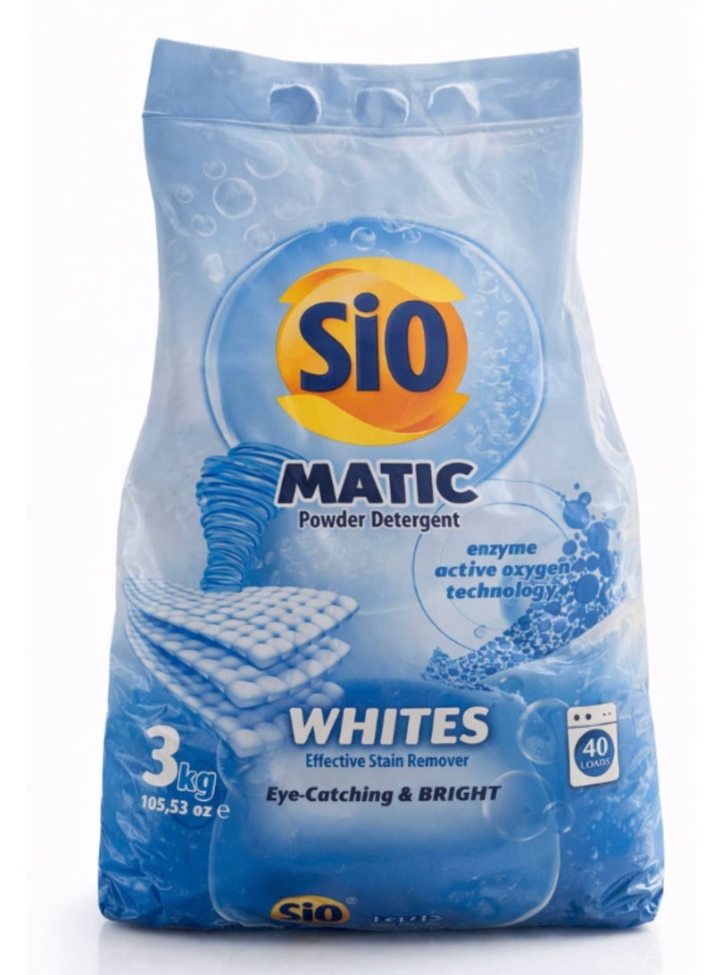 SIO Powder Detergent Matic – White 3 kg | Effective Cleaning & Brightness - Image 1