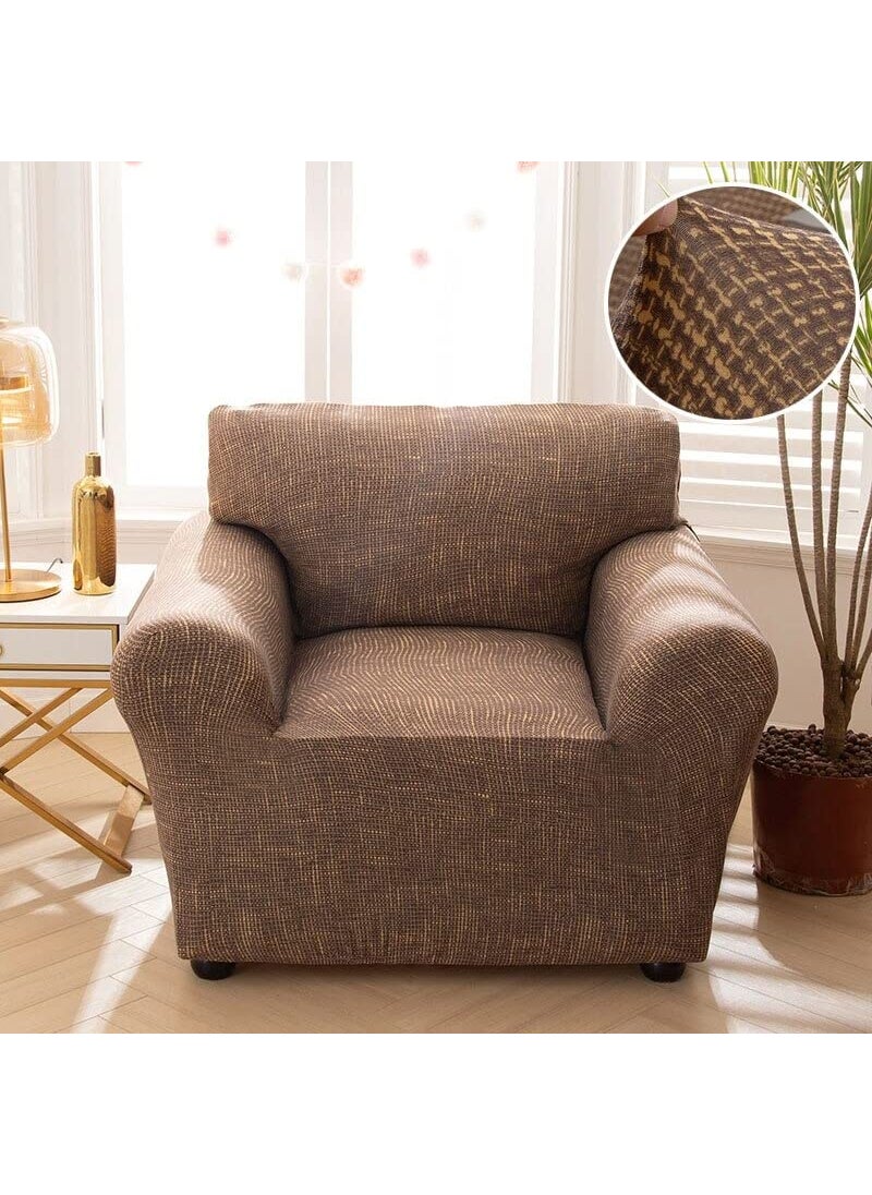 Styleys Styleys Universal Polyester Big Elasticity Flexible Stretch Single Seater Sofa Cover (1 Seater, 90-140 cms, Brown Yellow Shaded, SLMH-2)  - Image 1