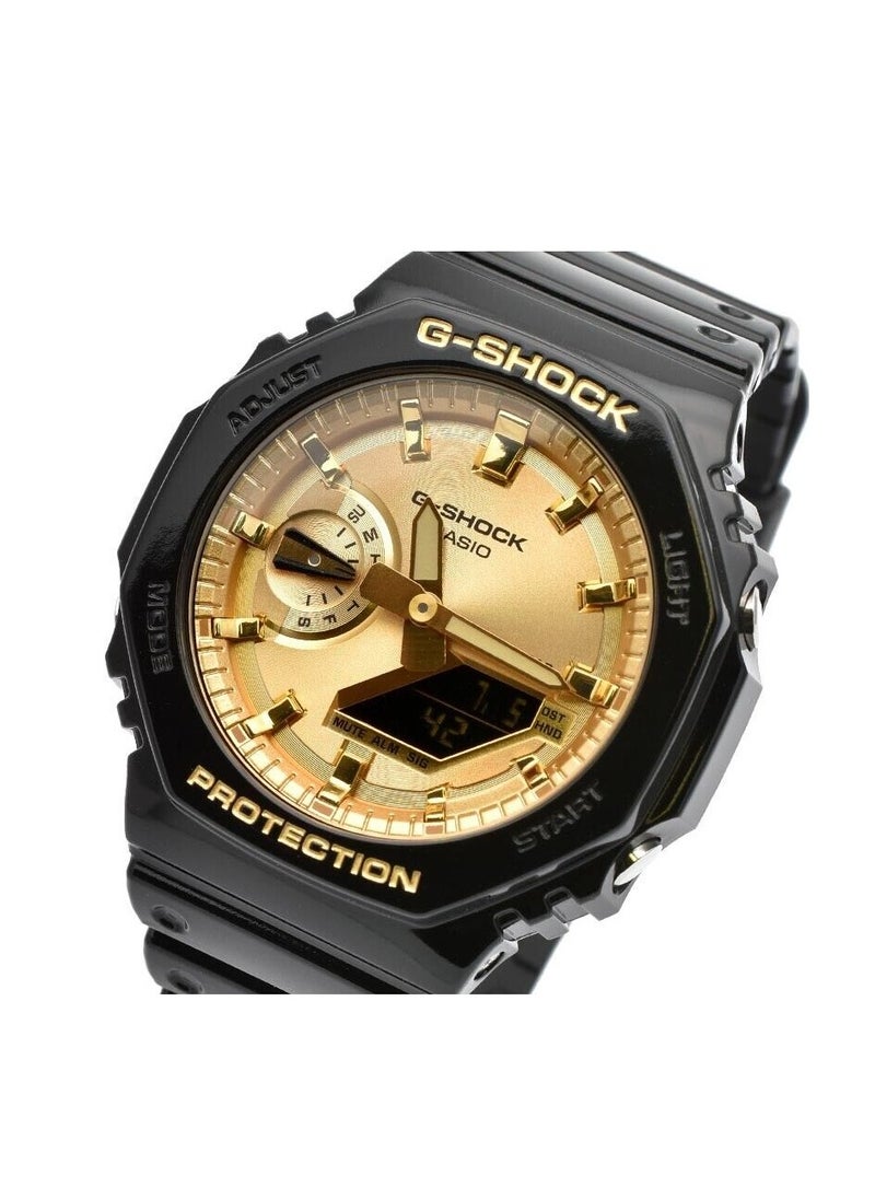 G-SHOCK Carbon Core Guard Glossy Black Gold Unisex Watch GA-2100GB-1A  - Image 2