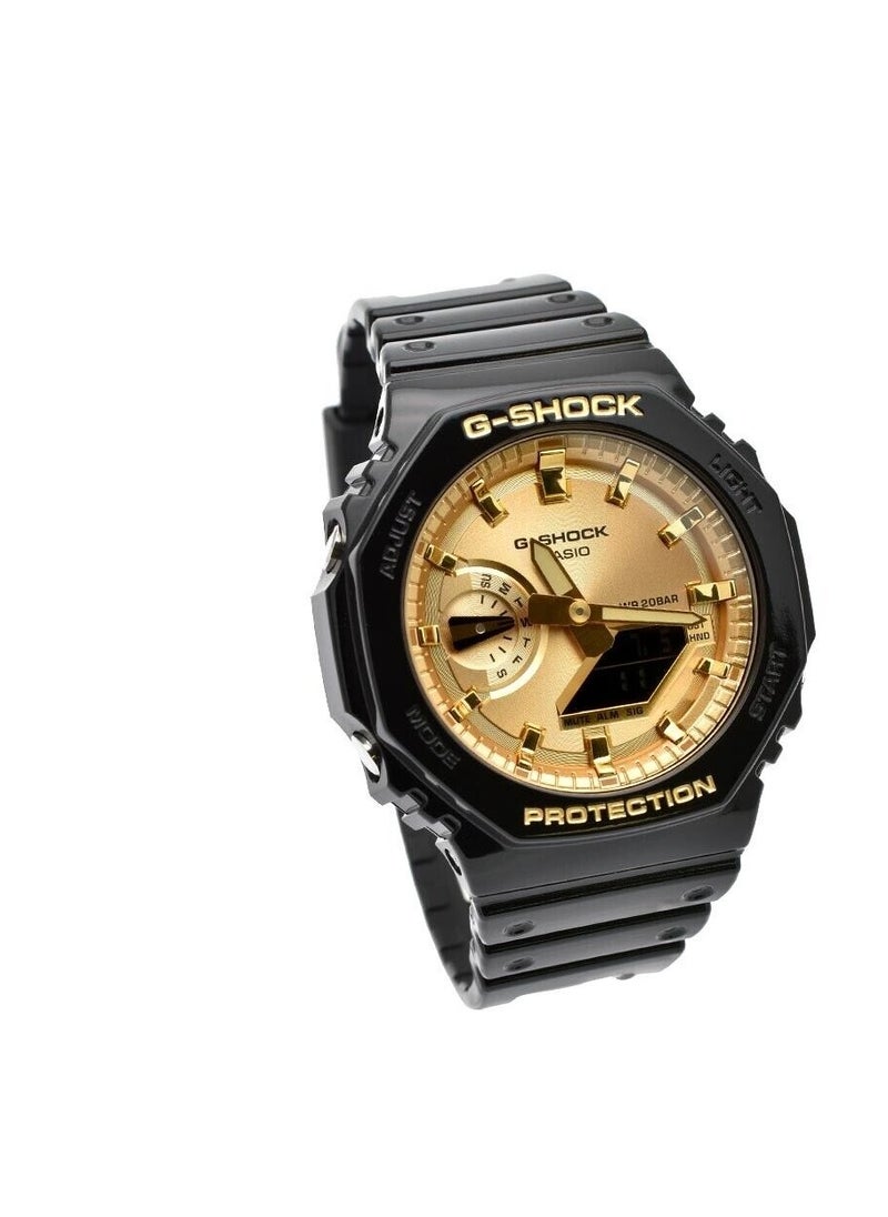 G-SHOCK Carbon Core Guard Glossy Black Gold Unisex Watch GA-2100GB-1A  - Image 5
